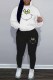 White Casual Print Patchwork Hooded Collar Long Sleeve Two Pieces