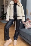 Milky Casual Solid Patchwork Cardigan Turndown Collar Outerwear