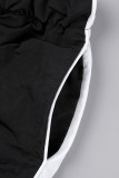 Purple Casual Solid Patchwork Draw String Pocket Buckle Turndown Collar Long Sleeve Two Pieces