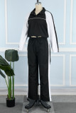 Purple Casual Solid Patchwork Draw String Pocket Buckle Turndown Collar Long Sleeve Two Pieces