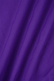 Purple Casual Solid Patchwork Draw String Pocket Buckle Turndown Collar Long Sleeve Two Pieces