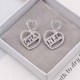 Silver Simplicity Letter Patchwork Rhinestone Earrings