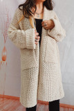 Khaki Casual Solid Cardigan Outerwear