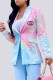 Colour Elegant Print Letter Turn-back Collar Outerwear