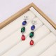 Silver Street Letter Patchwork Rhinestone Earrings