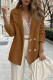 Camel Casual Solid Cardigan Turndown Collar Outerwear