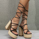 Black Casual Patchwork Frenulum Pointed Out Door Wedges Shoes (Heel Height 4.92in)