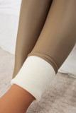 Brown Casual Solid Patchwork Skinny High Waist Conventional Solid Color Bottoms
