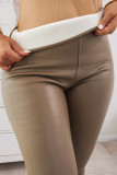 Brown Casual Solid Patchwork Skinny High Waist Conventional Solid Color Bottoms