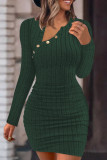 Black Casual Solid Basic Oblique Collar Long Sleeve Dresses
