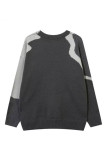 Green Casual Street Geometric Patchwork O Neck Tops