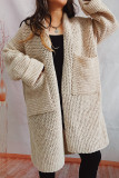 Khaki Casual Solid Cardigan Outerwear