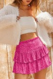 Pink Casual Patchwork Sequins Regular High Waist Conventional Patchwork Skirt