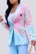 Colour Elegant Print Letter Turn-back Collar Outerwear