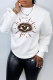 White Casual Street Print Patchwork Letter O Neck Tops