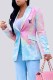 Colour Elegant Print Letter Turn-back Collar Outerwear