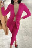 Red Elegant Solid Patchwork V Neck Long Sleeve Two Pieces