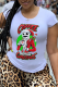 White Casual Street Print Patchwork O Neck T-Shirts