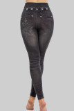 Blue Casual Print Patchwork Skinny High Waist Conventional Positioning Print Bottoms