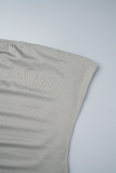 Grey Sexy Solid Hollowed Out Backless Strapless Long Dress Dresses