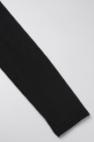 Black Casual Solid Basic Square Collar Long Dress Dresses