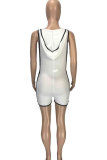 Grey Fashion Sexy Patchwork Hollow Solid Sleeveless V Neck Rompers