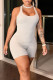 Light Gray Casual Solid Patchwork Spaghetti Strap Straight Rompers