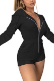Pink Fashion Casual Solid Long Sleeve Hooded Rompers