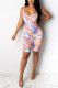 Orange Fashion Casual Print Tie-dyed Sleeveless O Neck Rompers