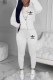 White Casual Print Letter Hooded Collar Long Sleeve Two Pieces
