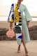 Sky Blue Casual Print Patchwork Outerwear (Without Waist Chain)