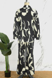 Black And White Casual Print Patchwork Shirt Collar Long Sleeve Two Pieces