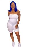 White Fashion Sexy Patchwork Solid zipper Sleeveless Wrapped Rompers