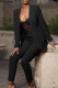 Black Elegant Solid Patchwork V Neck Long Sleeve Two Pieces