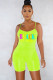 Green Fashion Sexy Print letter Sleeveless Slip Rompers