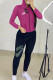 Fuchsia Casual Print Letter Hooded Collar Long Sleeve Two Pieces