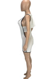 White Fashion Sexy Patchwork Hollow Solid Sleeveless V Neck Rompers