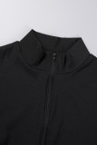 Red Casual Solid Fold Zipper Collar Skinny Jumpsuits