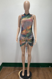 Colour Sexy Print Patchwork Half A Turtleneck Skinny Rompers