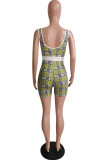Pink Sexy Plaid Striped Print Patchwork Spaghetti Strap Skinny Rompers