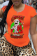 Orange Casual Street Print Patchwork O Neck T-Shirts
