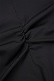 Red Casual Solid Fold Zipper Collar Skinny Jumpsuits
