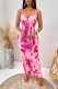 Pink Sexy Casual Print Backless Spaghetti Strap Long Dress Dresses