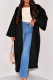 Black Elegant Solid Patchwork Cardigan Collar Outerwear