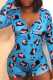 Blue Casual Print Patchwork O Neck Skinny Rompers