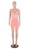 Color Blue Sexy Solid Patchwork Spaghetti Strap Skinny Rompers