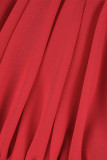 Red Casual Solid Patchwork Oblique Collar Outerwear