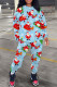 Light Blue Casual Print Santa Claus Basic O Neck Long Sleeve Two Pieces