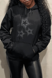 Black NOBODY CARES WORK HARDER PRINTED WOMEN'S HOODIE