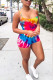 Red Fashion Sexy Tie-dyed Backless Sleeveless Slip Rompers
